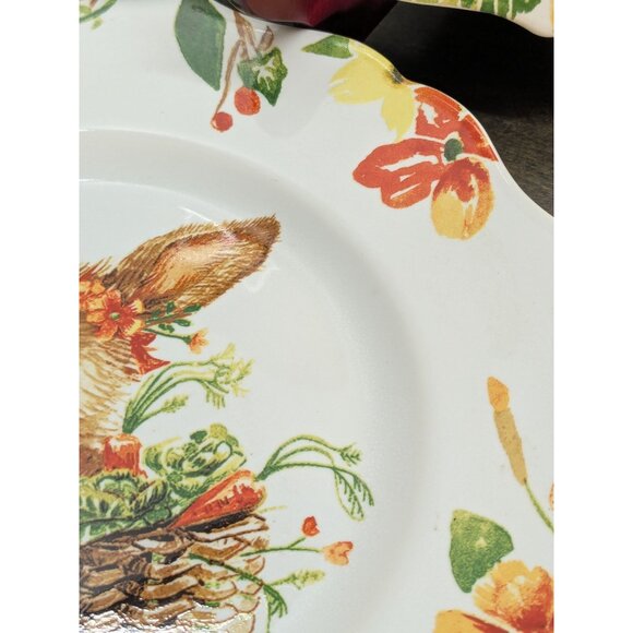 Pier 1 Lilly Easter Bunny Rabbit Salad Plates 8.5" Retired Collectible Set Of 4 - Picture 6 of 8